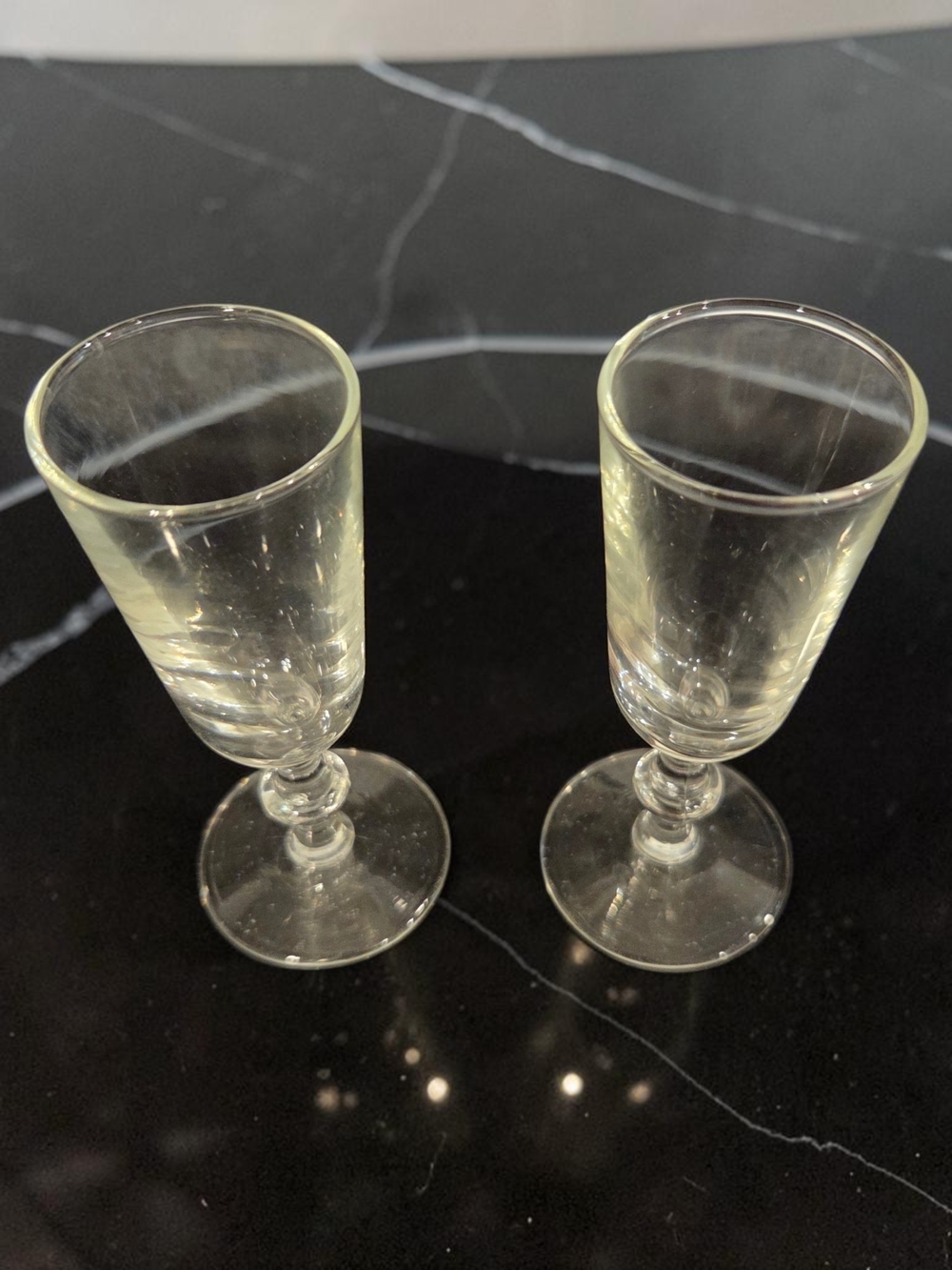 Vintage Clear Glass Cordial Stemware - Set of 2 - 2oz Each